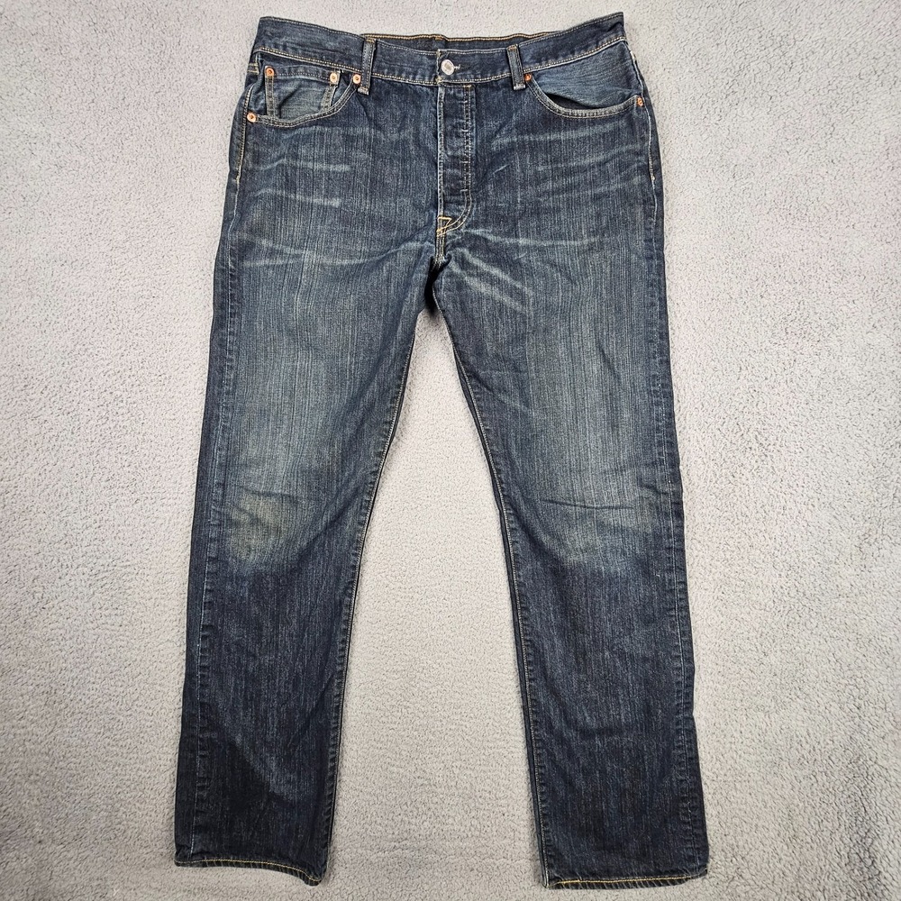 Levi's 501 Jeans Original Fit Men 36x32.5 Dark Indigo Straight Leg Button Fly